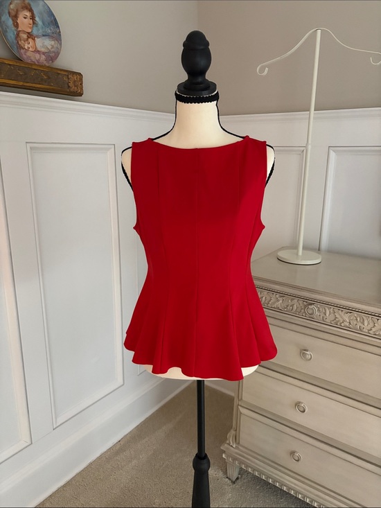 Anthropologie Tops - Anthropologie Red Sleeveless Peplum Tank Top
